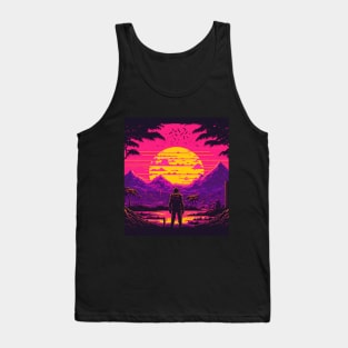 Alien Planet Synthwave Sunrise Tank Top